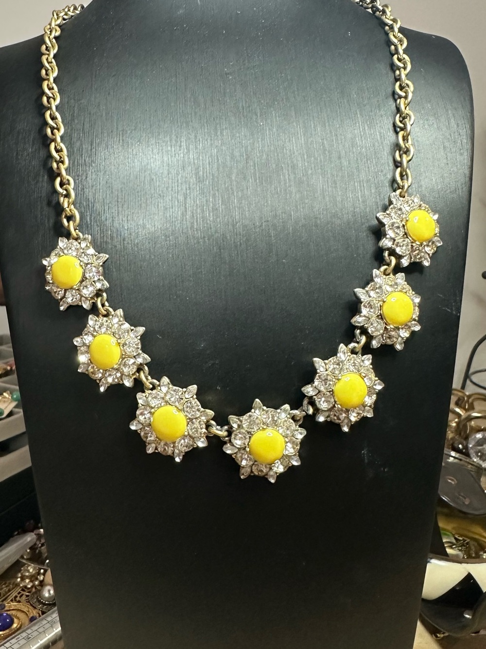 J. Crew Gold-Tone Yellow Crystal Flower Necklace